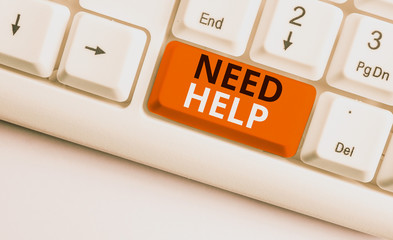 Writing note showing Need Help. Business concept for When someone is under pressure and cannot...