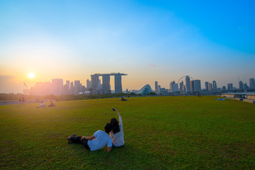 Singapore skyline at the Marina Bay Singapore