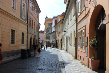 narrow street in old town Prague