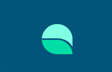Q in blue green color letter logo alphabet for icon design