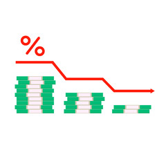 Rate cut infographic. The price reduction graphic. Flat vector illustration.