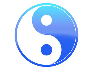 Yin Yang Icon Symbol in farbe bunt mit Hintergrund Struktur in Farbe als Emblem oder Zeichen