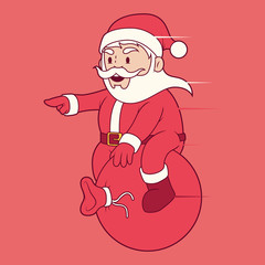 Santa Claus travelling vector illustration. Celebration, family, holiday design concept