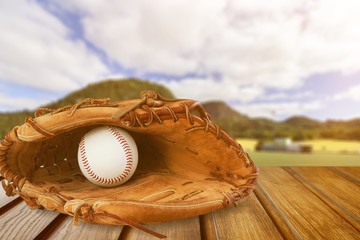 Baseball glove with a ball in it - isolated image