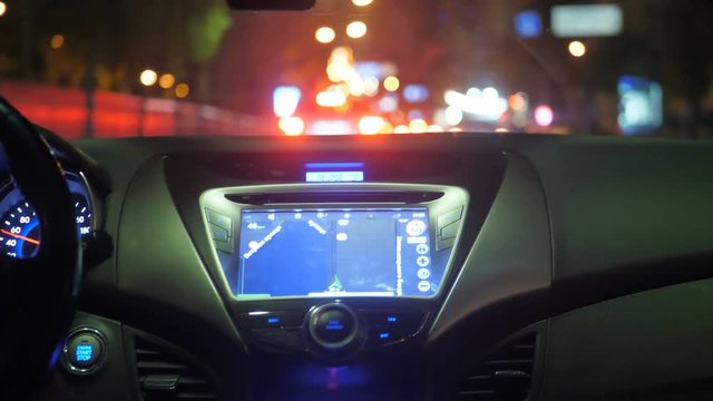 Car city night traffic navigator driver