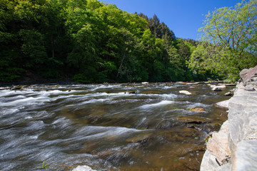 Mountain river in the forest, traveling Europe