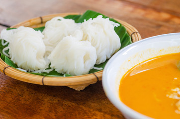 Rice Noodles Blurred with blurred patterned background