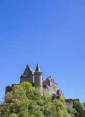 View of the castle in the mountains. Vianden. Luxembourg