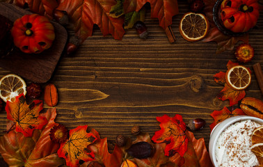Autumnal background with home decorations