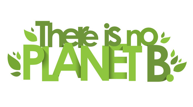THERE IS NO PLANET B green typography poster with leaves