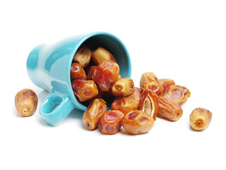 medjool dates on white background