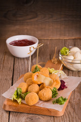 Fried Mozzarella cheese balls.