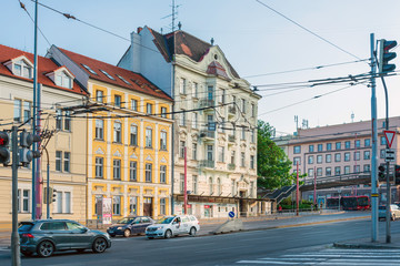Fototapeta na wymiar BRATISLAVA, SLOVAKIA - June 27, 2018: Street view of downtown in Bratislava, Slovakia