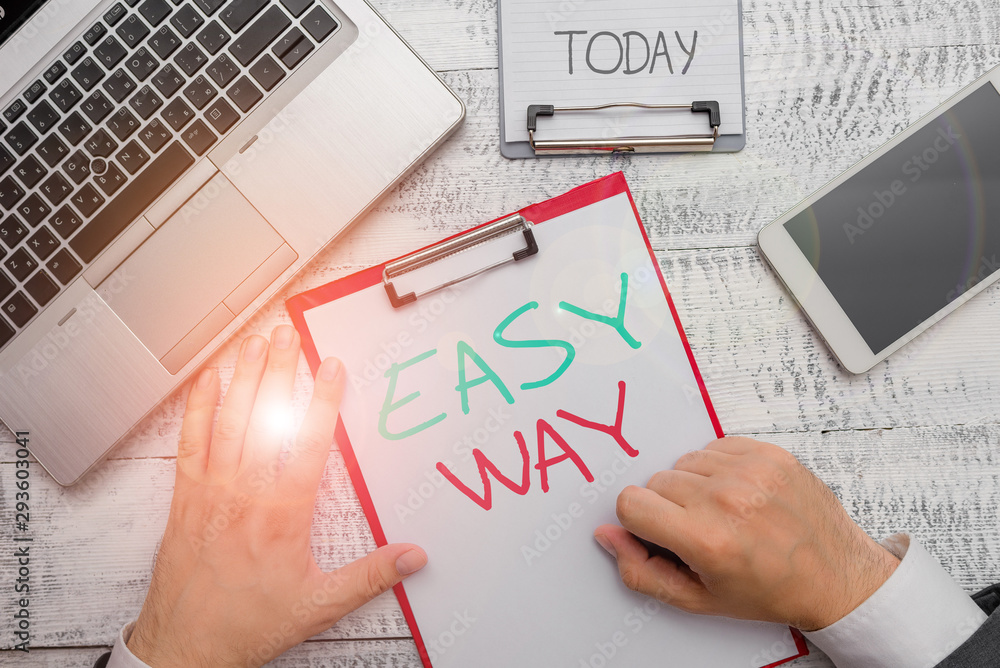 Poster text sign showing easy way. business photo showcasing making hard decision between two less and more