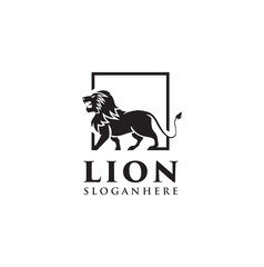 Lion king Logo Design Illustration Silhouette  Icon Vector Stock