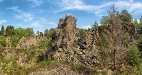 Fototapeta na wymiar Bergbaudenkmal Geyersche Pinge, Bergeinsturzgebiet Geyersberg, Geyer, Erzgebirge, Sachsen, Deutschland, Europa 