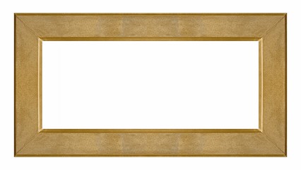 Panoramic golden frame for paintings, mirrors or photo isolated on white background