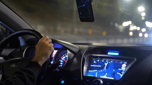 Car city night traffic navigator driver