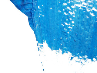 Blue and white acrylic painting texture on white paper background by using rorschach inkblot method.
