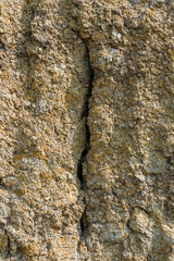 Texture of different layers of clay underground in a clay quarry. clay wall background close up