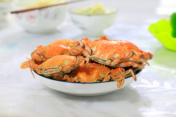 The crab is on the table