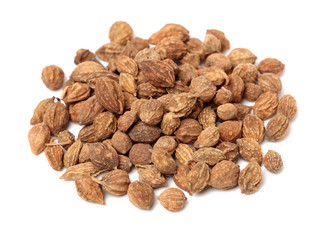 Seeds of black cardamom isolated on white background