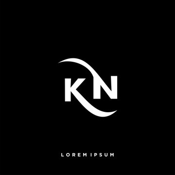 Initial Logo KN Vector Design Template . on black background .