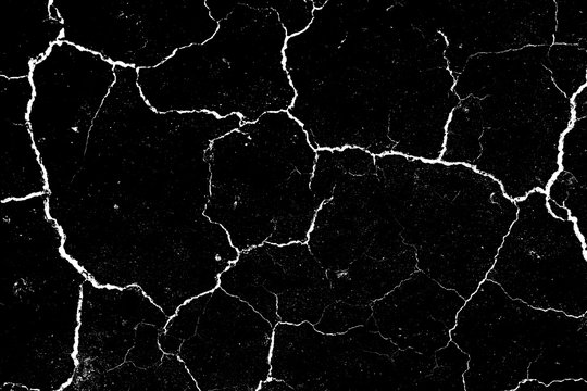 Dried And Cracked Ground. Erosion Earth Black And White Cracked Texture