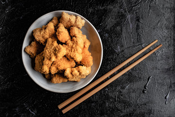 Delicious crispy fried chicken breast strips.
