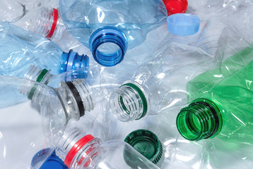 Heap of used plastic bottles