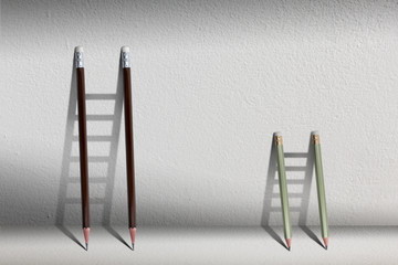Stairs with pencil for effort and challenge in business to be achievement and successful concept.find opportunity and career part.