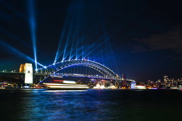 Fototapeta na wymiar Sydney Harbor Bridge at Vivid