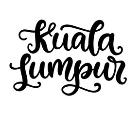 Obraz premium Kuala Lumpur city hand written brush lettering