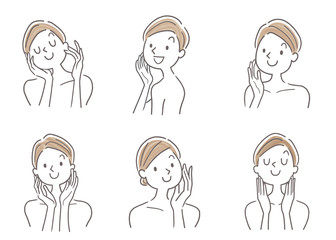 Illustration material: beauty, skin care, set, collection