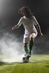 Full shot adult woman with soccer ball
