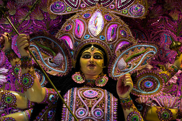A idol of goddess Durga in the Durga puja festival