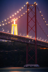 golden gate bridge of Europe Lisbon Portugal at night 