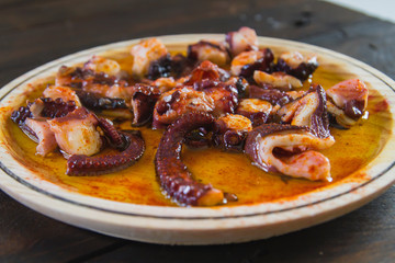 Pulpo a feira, traditional galician style octopus dish