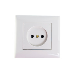 Electrical outlet isolated on a white background. White European outlet. Image for design and project.