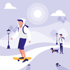 Men in park vector design
