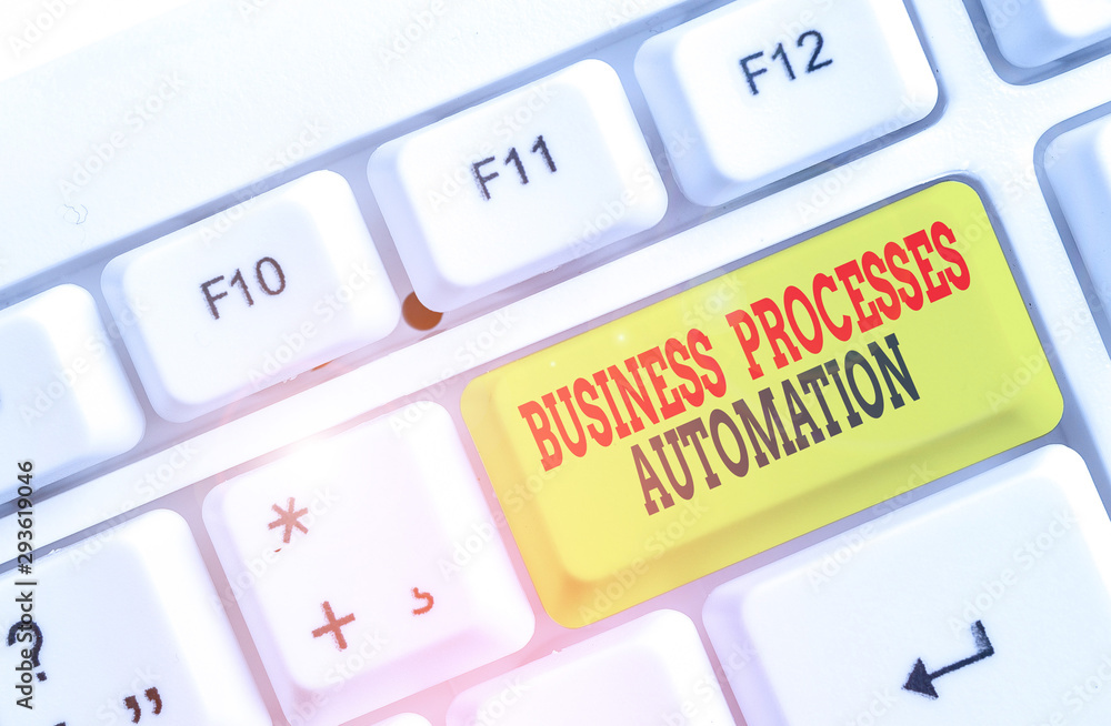 Poster conceptual hand writing showing business processes automation. concept meaning performed to achieve 
