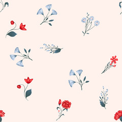 Seamless pattern Vector floral design with roses . Romantic background print