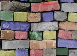 Real bricks in different colours