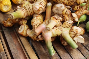 Fresh galangal for cooking in the market