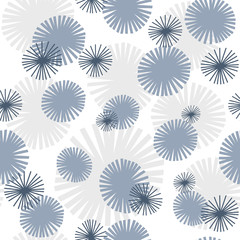 Abstract blue grey flowers seamless pattern