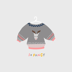 So fansy deer sweater season illustration sign
