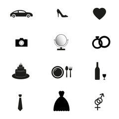 Set of wedding icons vector