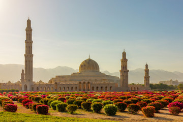 Muscat, Oman. Sultan Qaboos Grand Mosque building architecture