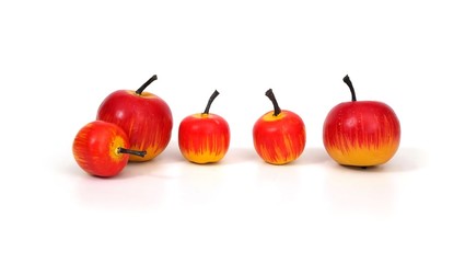 Toys in the form of apples for Christmas isolated on white background