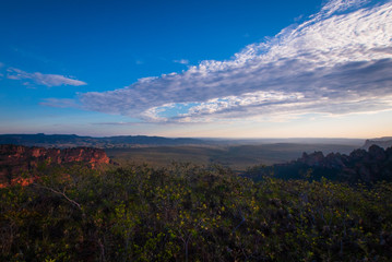 View of the hills and walls of the Chapada dos Guimarães National Park. Mato Grosso - Brazil